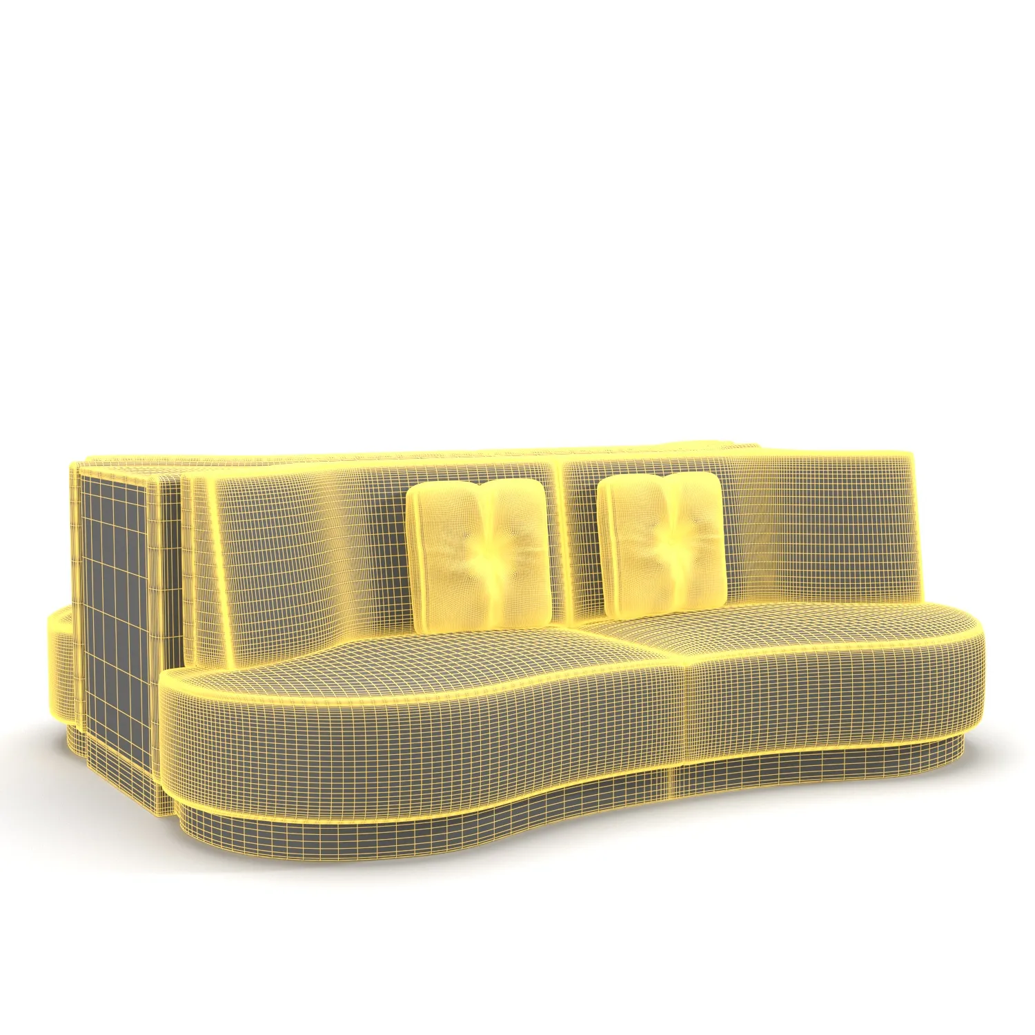 Mid Century Banquette Booth PBR 3D Model_07